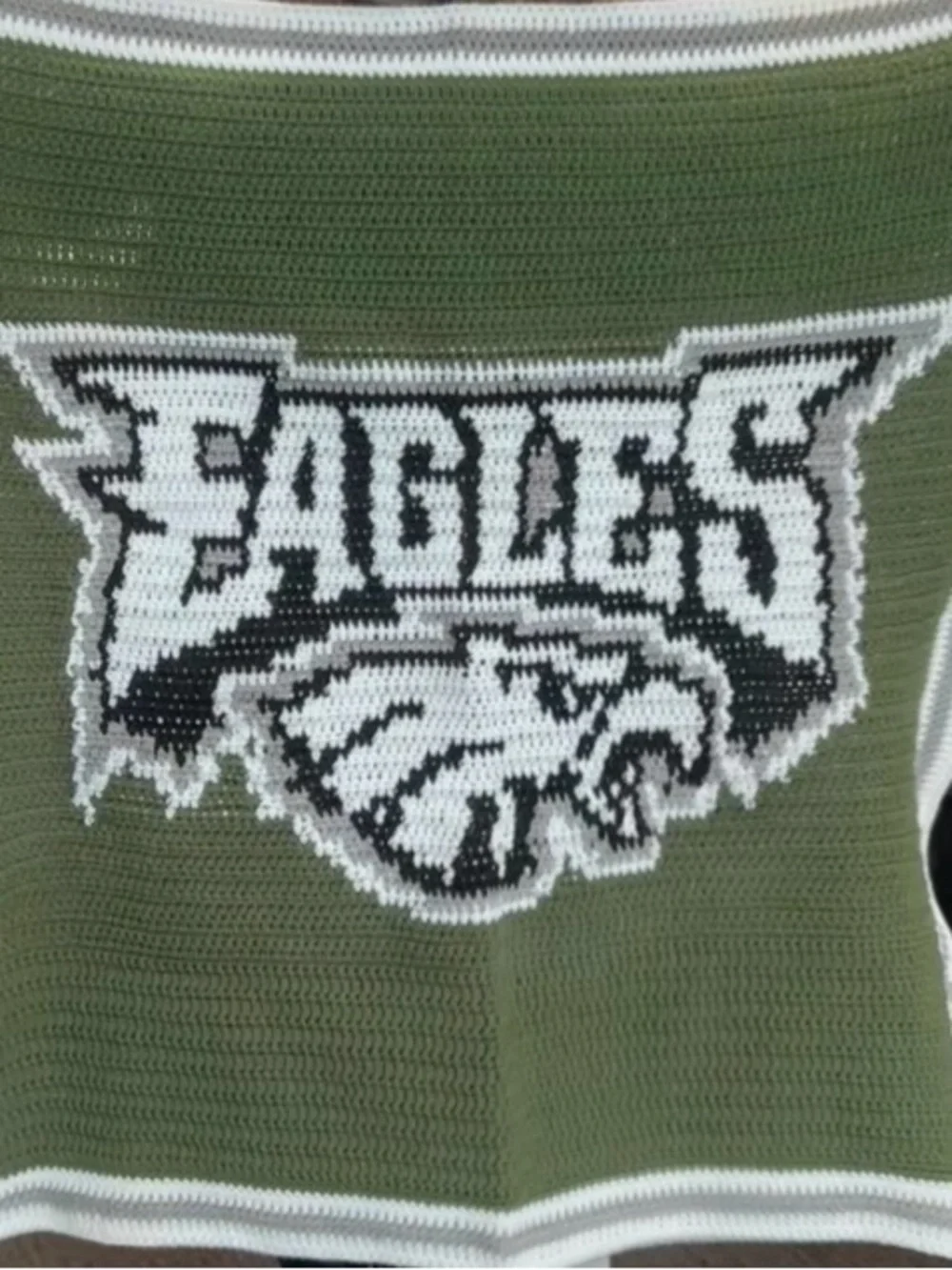 Eagles Hand Crocheted Blanket - Olive Green